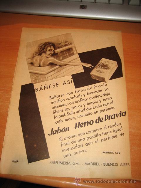 Collection Magazines and Newspapers: BA&Ntilde;ESE ASI JABON HENO DE PRAVIA  PERFUMERIA GAL PUBLICIDAD   HOJA DE REVISTA 1935