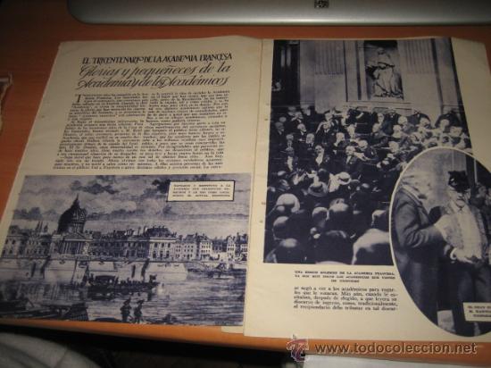 Collection Magazines and Newspapers: EL TRICENTENARIO DE LA ACADEMIA FRANCESA  GLORIA Y PEQUE&Ntilde;ECES DE LA ACADEMIA 3 HOJA  DE REVISTA 1935