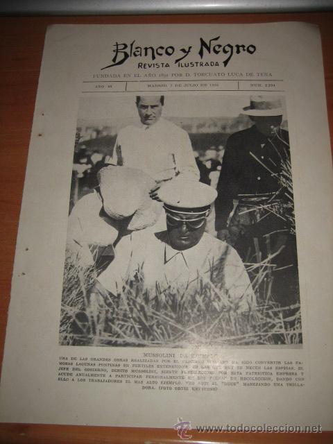 Collection Magazines and Newspapers: MUSSOLINI DA EJEMPLO   HOJA  DE REVISTA 1935