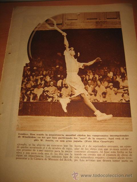 Collection Magazines and Newspapers: TENIS  EL INGLES W.AUSTIN   HOJA  DE REVISTA 1935