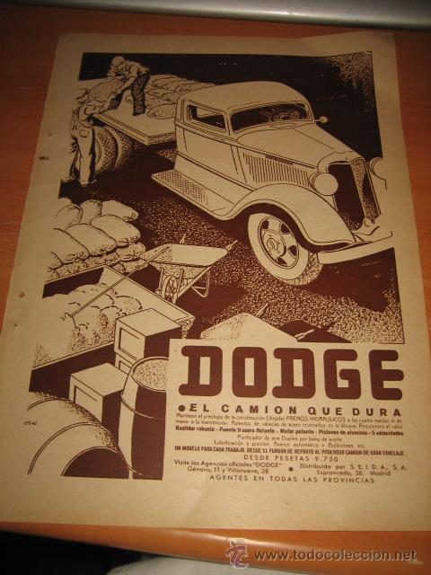 Collection Magazines and Newspapers: PUBLICIDAD DODGE EL CAMION QUE DURA  HOJA  DE REVISTA 1935
