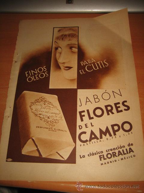 Collection Magazines and Newspapers: PUBLICIDAD JABON FLORES DEL CAMPO  FLORALIA   HOJA  DE REVISTA 1935