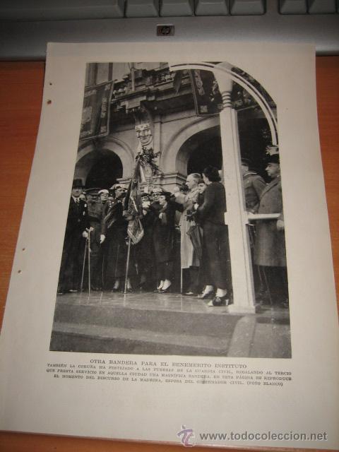 Collection Magazines and Newspapers: LA CORU&Ntilde;A HA REGALADO UNA BANDERA AL BENEMERITO INSTITUTO QUE PRESTA SERVICIO HOJA  DE REVISTA 1935