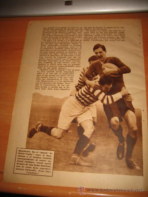 Collection Magazines and Newspapers: MANCHESTER EN EL MATCH DE FUTBOL-RUGBY ENTRE EL MANCHESTER Y EL LONDON SCOTTI  HOJA  DE REVISTA 1935