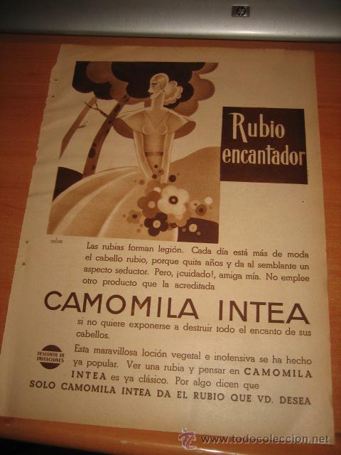 Colecionismo de Revistas e Jornais: PUBLICIDAD CAMOMILA INTEA   HOJA  DE REVISTA 1935