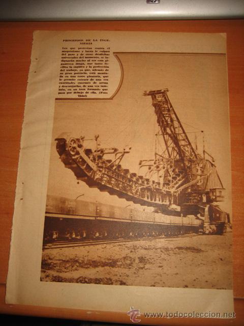 Collection Magazines and Newspapers: PROGRESOS DE LA INGENIERIA  GIGANTESCA DRAGA HOJA  DE REVISTA 1935