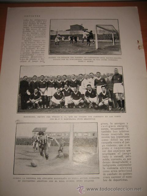 Collection Magazines and Newspapers: FUTBO.MADRID-RACING/BARCELONA-TORINO/OVIEDO-ATHLETIC MADRILE&Ntilde;O HOJA  DE REVISTA 1928