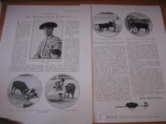 Collection Magazines and Newspapers: LA ACTUALIDAD TAURINA .JULIAN SAINZ.GITANILLO DE TRIANA.PEPITO BIENVENIDA 2 HOJAS  DE REVISTA 1928