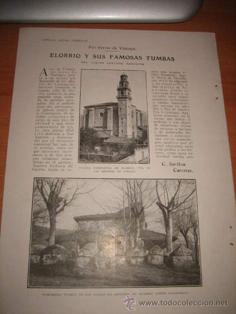 Collection Magazines and Newspapers: POR TIERRAS DE VIZCAYA  ELORRIO Y SUS FAMOSAS TUMBAS POR C.SARTHOU CARRERES  HOJA  DE REVISTA 1928