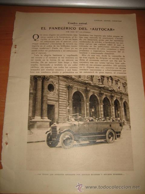 Collection Magazines and Newspapers: EL PANEGIRICO DEL AUTOCAR  POR JOSE MARIA SALAVERRIA HOJA  DE REVISTA 1928