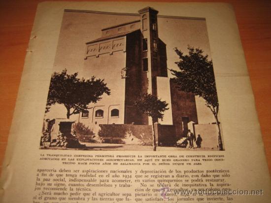 Colecionismo de Revistas e Jornais: GRANERO PARA TRIGO CONSTRUIDO EN SALAMANCA POR EL DUQUE DE ALBA  HOJA  DE REVISTA 1933