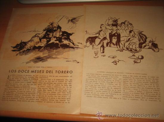 Colecionismo de Revistas e Jornais: LOS DOCE MESES DEL TORERO   POR MANUEL REVERTE 2 HOJAS DE REVISTA 1933