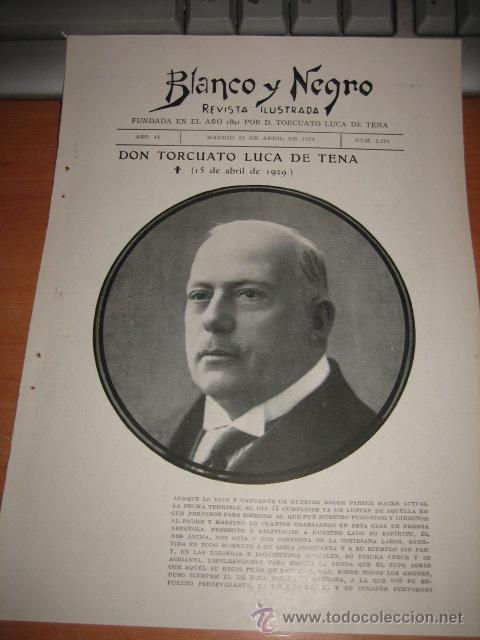 Collection Magazines and Newspapers: DON TORCUATO LUCA DE TENA   HOJA  DE REVISTA 1934
