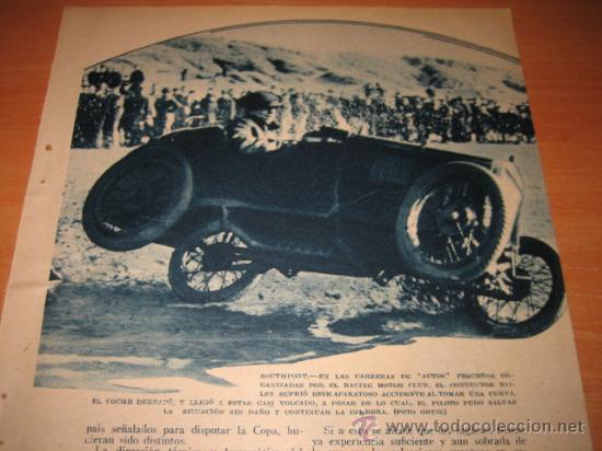Collection Magazines and Newspapers: CARRERA DE COCHES PEQUE&Ntilde;OS ORGANIZADAS POR EL RACING MOTOR EN SOUTHPORT     HOJA  DE REVISTA 1934
