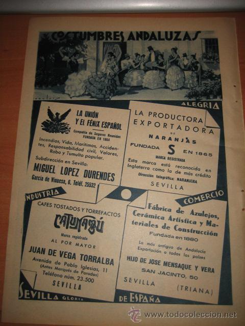Collection Magazines and Newspapers: PUBLICIDAD COSTUMBRES ANDALUZAS  ANUNCIOS DE NEGOCIOS EN SEVILLA  HOJA  DE REVISTA 1934