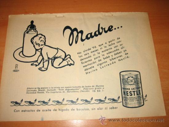 Collection Magazines and Newspapers: PUBLICIDAD HARINA LACTEA NESTLE   HOJA  DE REVISTA 1934