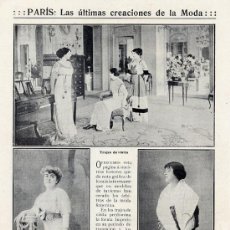 Coleccionismo de Revistas y Periódicos: PARIS 1912 MODA FEMENINA HOJA REVISTA