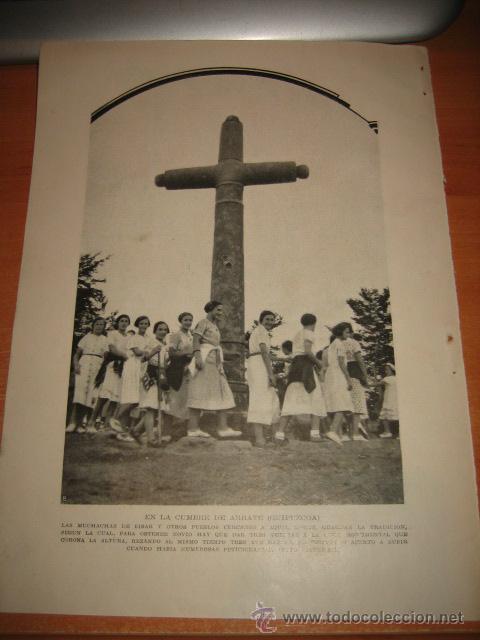 Collezionismo di Riviste e Giornali: EN LA CUMBRE DE ARRATE(GUIPUZCOA) TRADICION DE DAR 3 VUELTAS A LA CRUZ PARA OB  HOJA DE REVISTA 1934