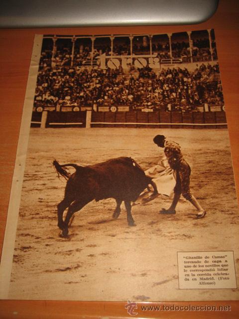 Collection Magazines and Newspapers: TOROS GITANILLO DE CAMAS TOREANDO DE CAPA EN MADRID   HOJA DE REVISTA 1934