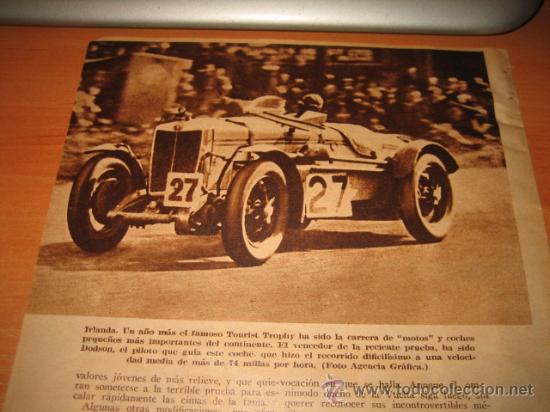Collection Magazines and Newspapers: IRLANDA  CARRERA DE MOTOS Y COCHES PEQUE&Ntilde;OS    HOJA DE REVISTA 1934