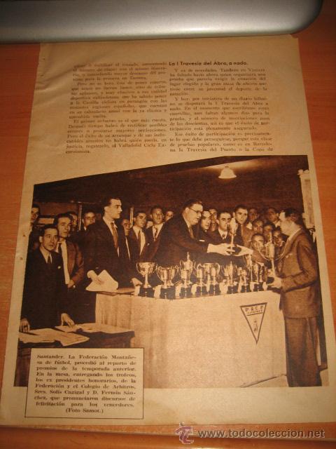 Collection Magazines and Newspapers: FUTBOL SANTANDER FEDERACION MONTA&Ntilde;ESA   EN EL REPARTO DE PREMIOS   HOJA DE REVISTA 1934