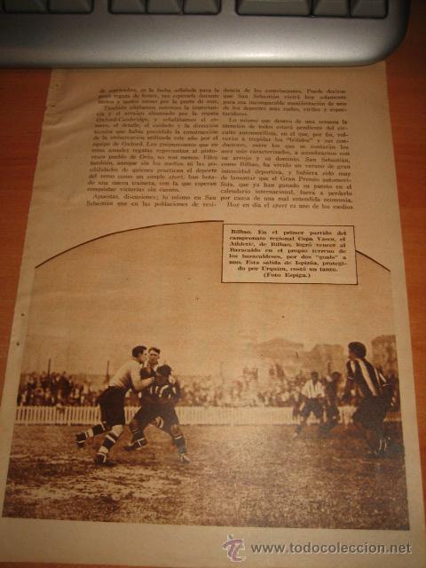 Collection Magazines and Newspapers: FUTBOL BILBAO 1 PARTIDO REGIONAL VASCO ENTRE EL ATHLETIC DE BILBAO Y BARACALD   HOJA DE REVISTA 1934