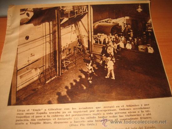 Collection Magazines and Newspapers: LLEGA EL EAGLE A GIBRALTAR CON LOS AVIADORES QUE RECOGIOEN EL ATLANTICO  HOJA DE REVISTA 1934
