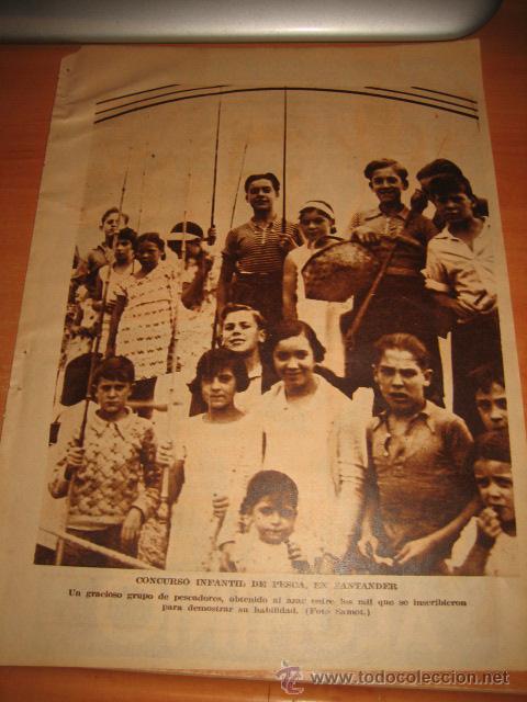 Collection Magazines and Newspapers: CONCURSO INFANTIL DE PESCA EN SANTANDER   HOJA DE REVISTA 1934