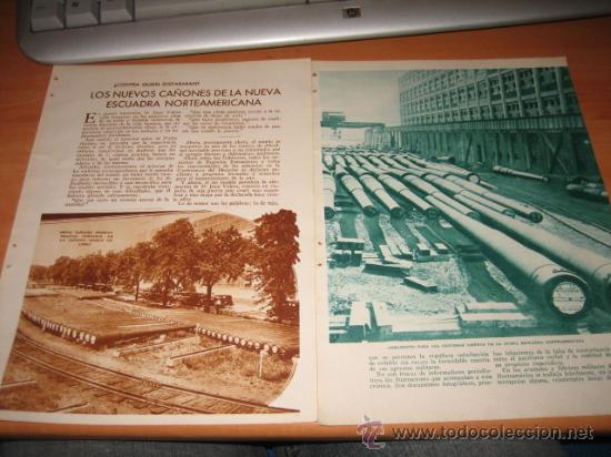 Collection Magazines and Newspapers: LOS NUEVOS CA&Ntilde;ONES DE LA NUEVA ESCUADRA NORTEAMERICANA  2  HOJAS  DE REVISTA 1934