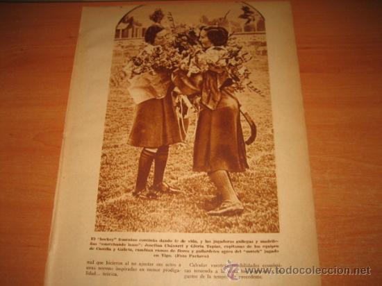 Colecionismo de Revistas e Jornais: EL HOCKEUY FEMENINO .-LAS JUGADORAS GALLEGAS Y MADRILE&Ntilde;AS ESTRECHANDO LAZOS  HOJA DE REVISTA 1935
