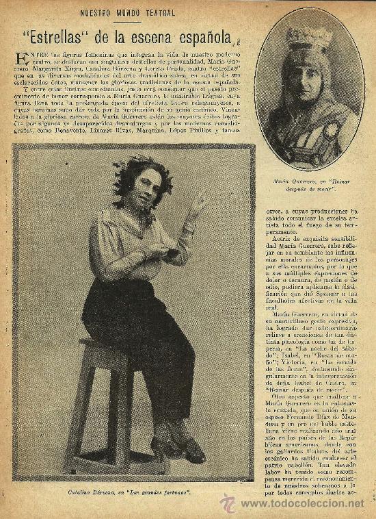 Coleccionismo de Revistas y Peri&oacute;dicos: Estrellas de la escena espa&ntilde;ola ( actrices Catalina B&aacute;rcena, Mar&iacute;a Guerrero, Xirg&uacute; &hellip;)- 1922