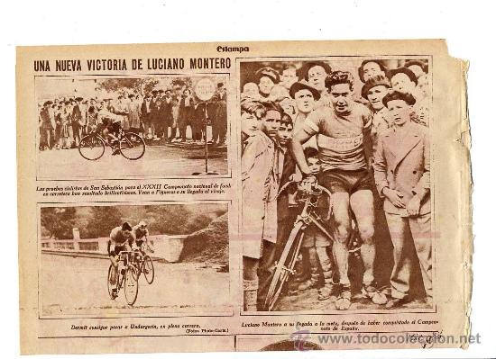 Coleccionismo de revistas y peri&oacute;dicos: CICLISMO 1932 LUCIANO MONTERO FOTO RETAL HOJA REVISTA