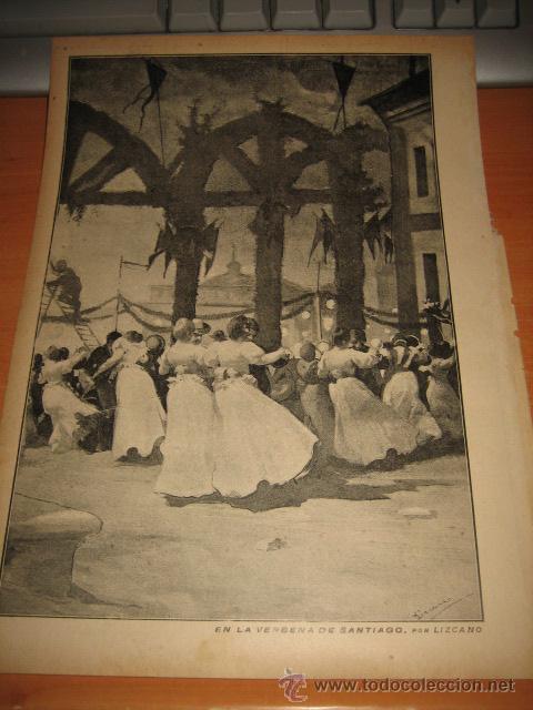 Colecionismo de Revistas e Jornais: EN LA VERBENA DE SANTIAGO POR LIZCANO    HOJA  DE LA REVISTA NUEVO MUNDO 1899