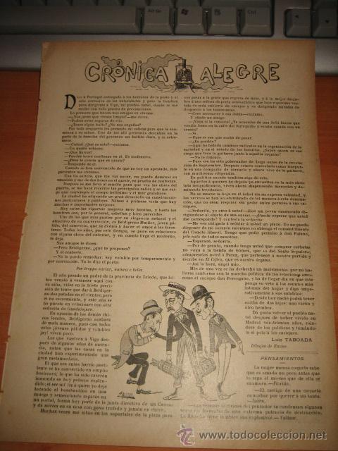 Colecionismo de Revistas e Jornais: CRONICA ALEGRE POR  LUIS TABOADA  HOJA  DE LA REVISTA NUEVO MUNDO 1899