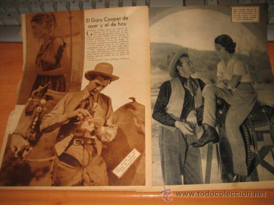Coleccionismo de Revistas y Peri&oacute;dicos: EL GARY COOPER DE AYER Y EL DE HOY 2 HOJAS  DE REVISTA BLANCO Y NEGRO  1935