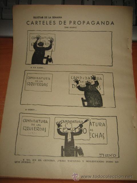 Collection Magazines and Newspapers: CARTELES DE PROPAGANDA POR SILENO   HOJA  DE REVISTA BLANCO Y NEGRO  1936