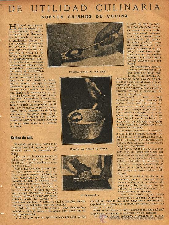Collezionismo di Riviste e Giornali: De utilidad culinaria. Nuevos chismes de cocina  - 1923