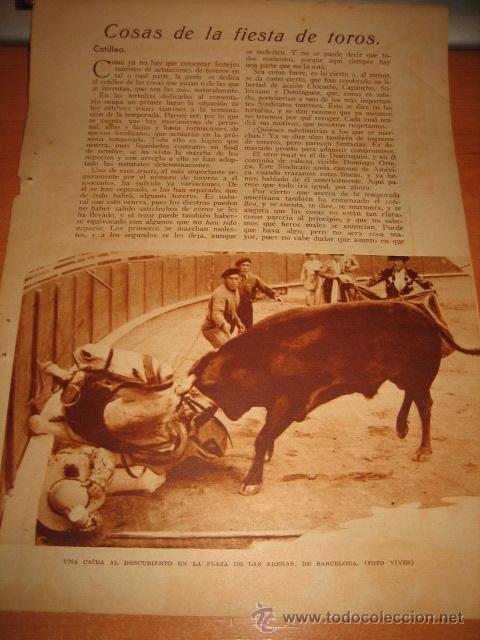 Collection Magazines and Newspapers: COSAS DE LA FIESTA DE TOROS UNA CAIDA PLAZA DE TOROS LAS ARENA HOJA  DE REVISTA BLANCO Y NEGRO  1933