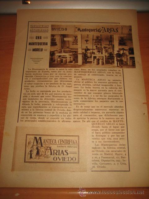 Collection Magazines and Newspapers: MANTEQUERIAS ARIAS  OVIEDO PUBLICIDAD HOJA  DE REVISTA BLANCO Y NEGRO  1933