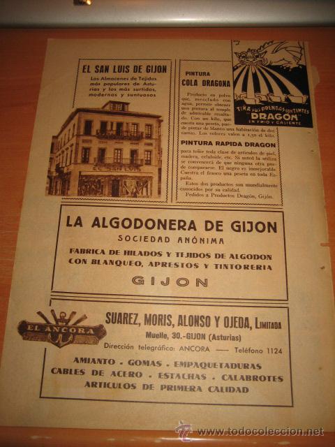 Collection Magazines and Newspapers: EL SAN LUIS DE GIJON  ALMACEN DE TEJIDOS PUBLICIDAD HOJA  DE REVISTA BLANCO Y NEGRO  1933