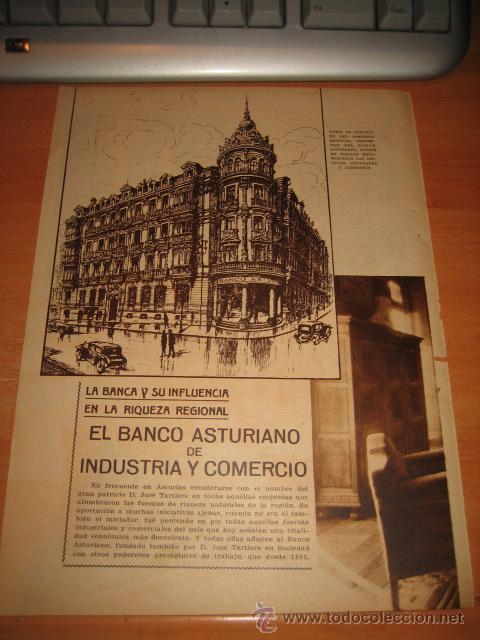 Collection Magazines and Newspapers: EL BANCO ASTURIANO DE INDUSTRIA Y COMERCIO  PUBLICIDAD HOJA  DE REVISTA BLANCO Y NEGRO  1933