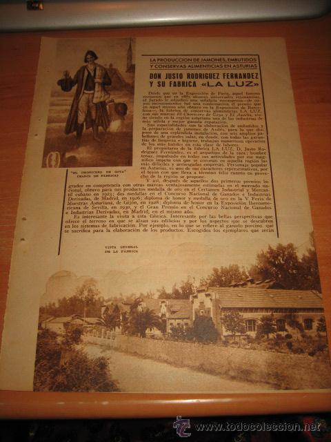 Collection Magazines and Newspapers: LA LUZ FABRICA DE JAMONES Y EMBUTIDOS  AVILES   PUBLICIDAD HOJA  DE REVISTA BLANCO Y NEGRO  1933