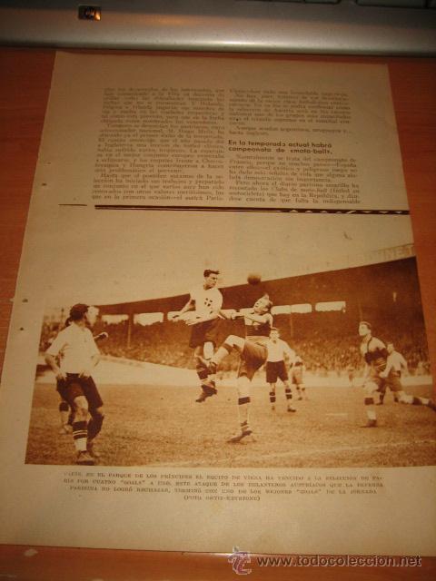 Collection Magazines and Newspapers: FUTBOL PARTIDO ENTRE EL EQUIPO DE VIENA Y EL DE PARIS HOJA  DE REVISTA BLANCO Y NEGRO  1933
