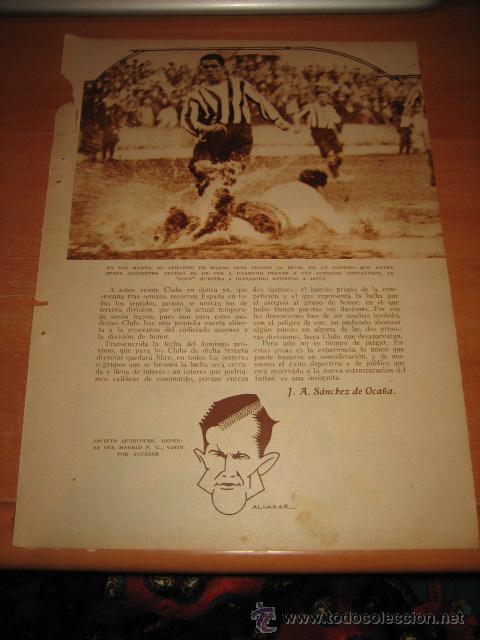 Collection Magazines and Newspapers: ATHLETIC DE BILBAO-BETIS .IRARAGORRI BATIENDO A JESUS  HOJA  DE REVISTA BLANCO Y NEGRO  1933