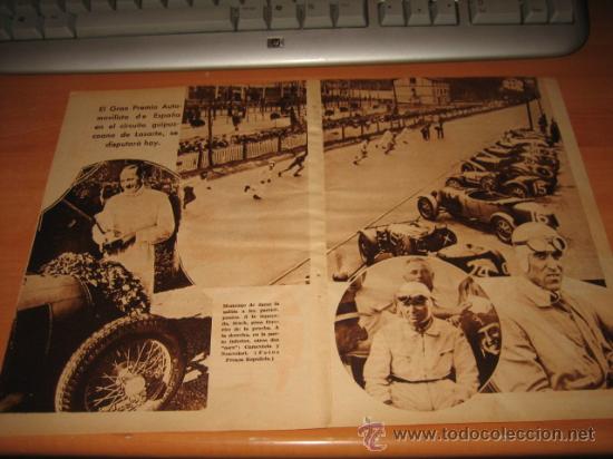 Collezionismo di Riviste e Giornali: GRAN PREMIO AUTOMOVILISTA DE ESPA&Ntilde;A EN LASARTE 2  HOJAS DE LA REVISTA BLANCO Y NEGRO 1934