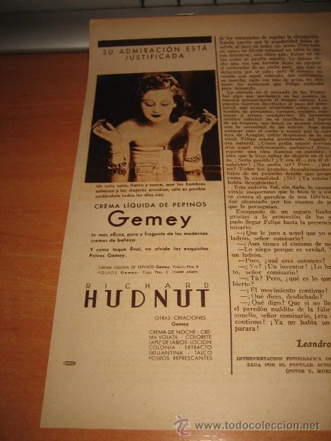 Collezionismo di Riviste e Giornali: GEMEY CREMA LIQUIDA DE PEPINOS PUBLICIDAD  RETAL HOJA DE LA REVISTA BLANCO Y NEGRO 1934