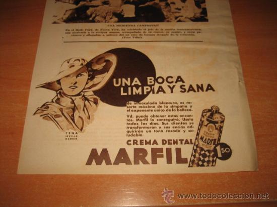 Collezionismo di Riviste e Giornali: CREMA DENTAL MARFIL RETAL HOJA DE LA REVISTA BLANCO Y NEGRO 1934