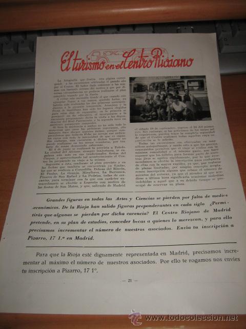 Collezionismo di Riviste e Giornali: EL TURISMO EN EL CENTRO RIOJANO HOJA DE LA REVISTA ECOS DE LA RIOJA 1953