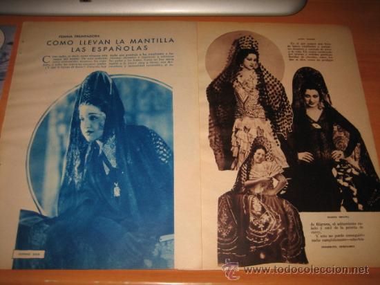 Collezionismo di Riviste e Giornali: COMO LLEVAN LA MANTILLA LAS ESPA&Ntilde;OLAS 2 HOJAS DE LA REVISTA BLANCO Y NEGRO 1934