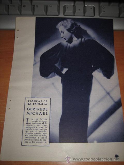 Collezionismo di Riviste e Giornali: LA ACTRIZ GERTRUDE MICHAEL HOJA DE LA REVISTA BLANCO Y NEGRO 1934